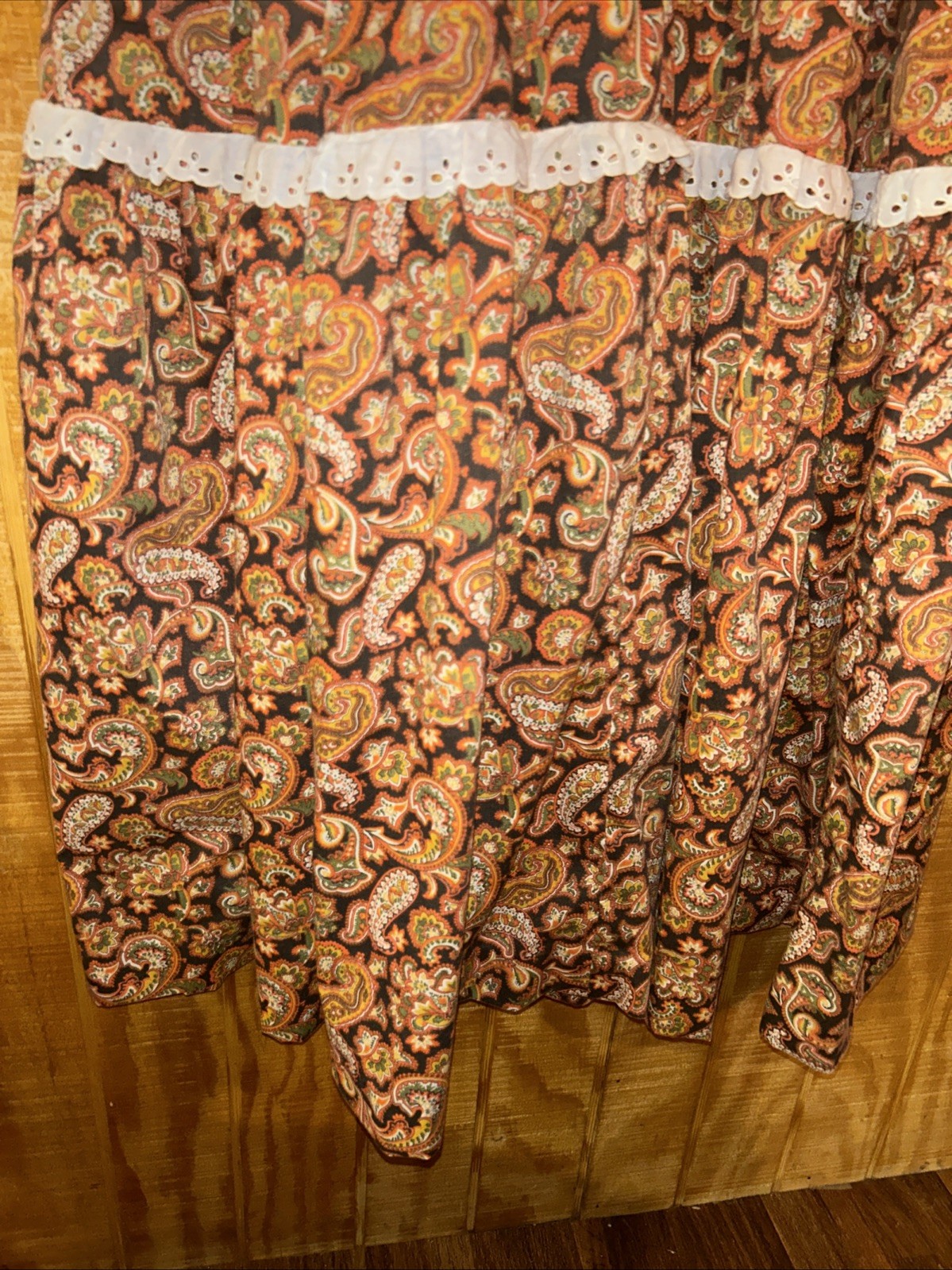 VTG 1970s Floral Prairie Maxi Dress Handmade Full Circle Skirt 3/4 Sleeve SZ S
