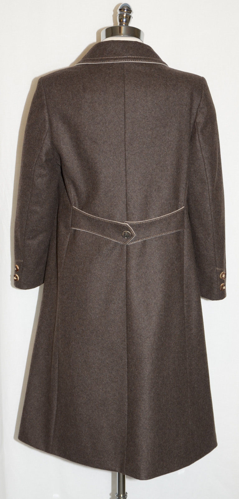 BROWN ~ Loden WOOL Women German Hunting WINTER Trench Jacket LONG Over Coat 10 M