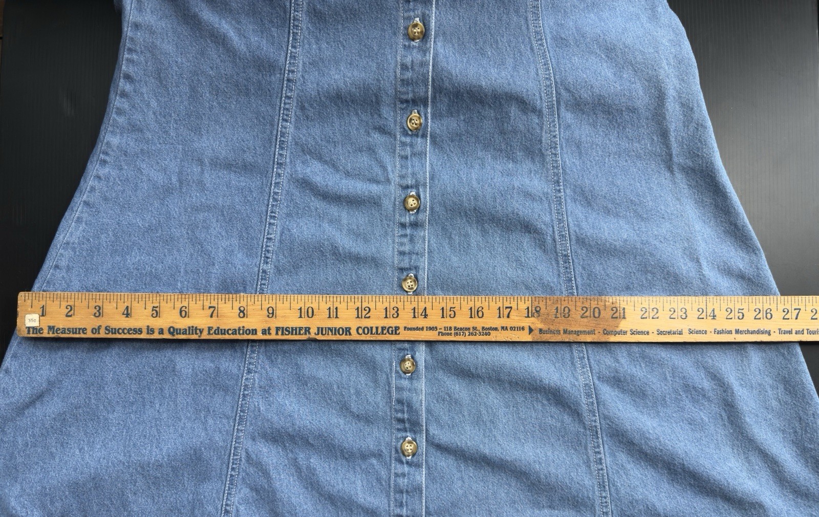 FADS VINTAGE 1980s DENIM DRESS 100% COTTON SIZE 14 SLEEVELESS BUTTON DOWN