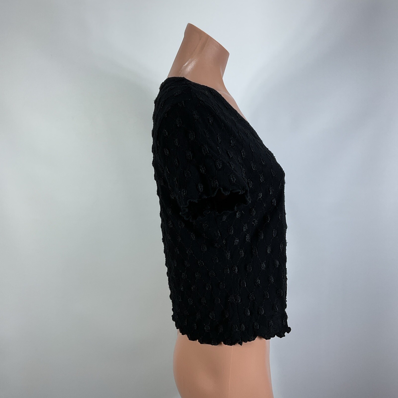 Y2K Vintage Bolero Shrug Crop Cardigan Sweater L Black Boho Fairy Grunge USA