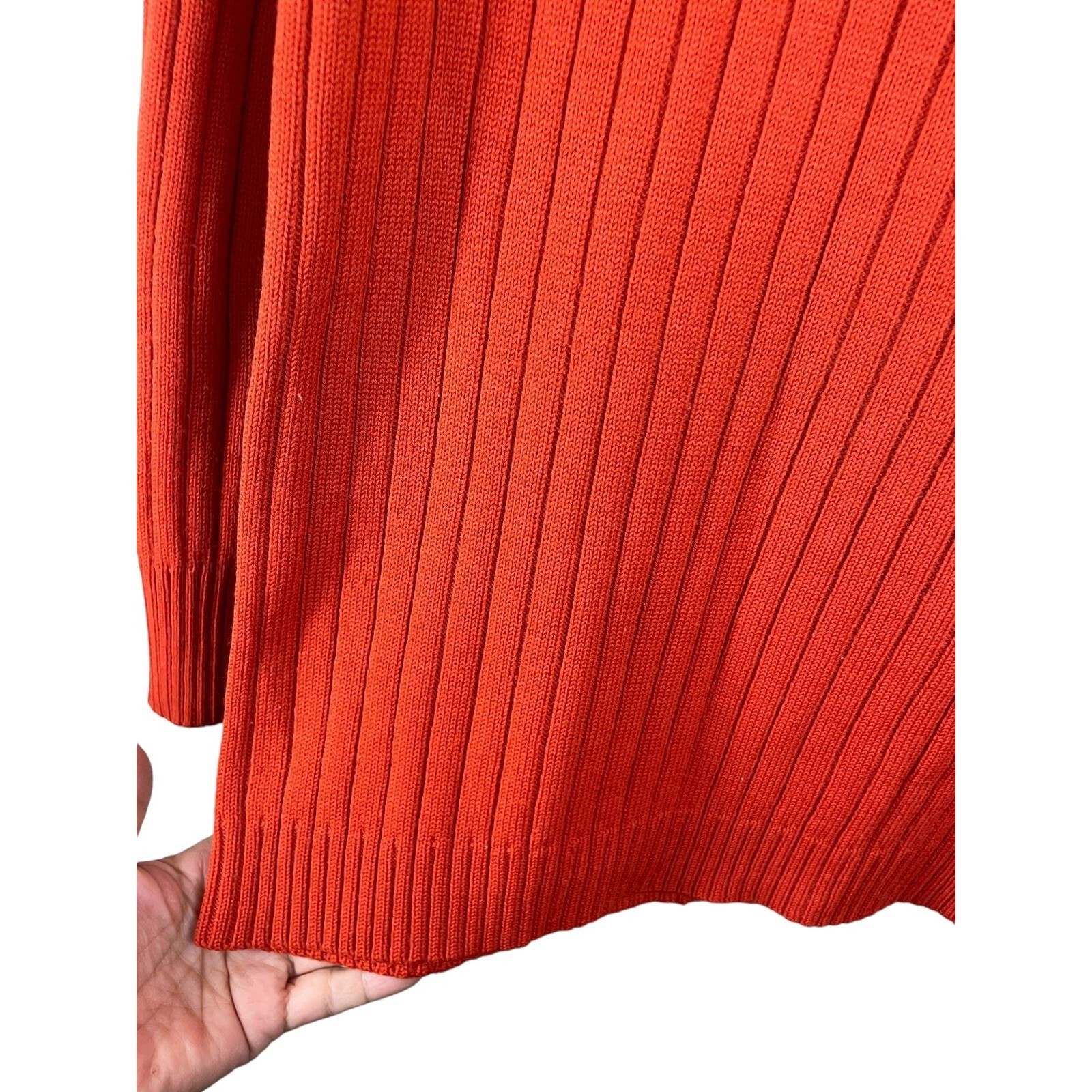 Gino Paoli Vintage Italian 100% Wool Ribbed Cowl Neck Sweater Orange Size 12