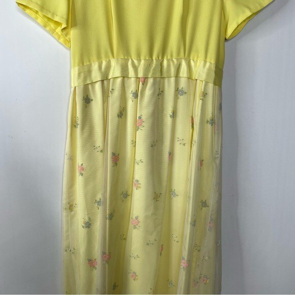 Vintage Floral Flocked Dress with Tie Waist