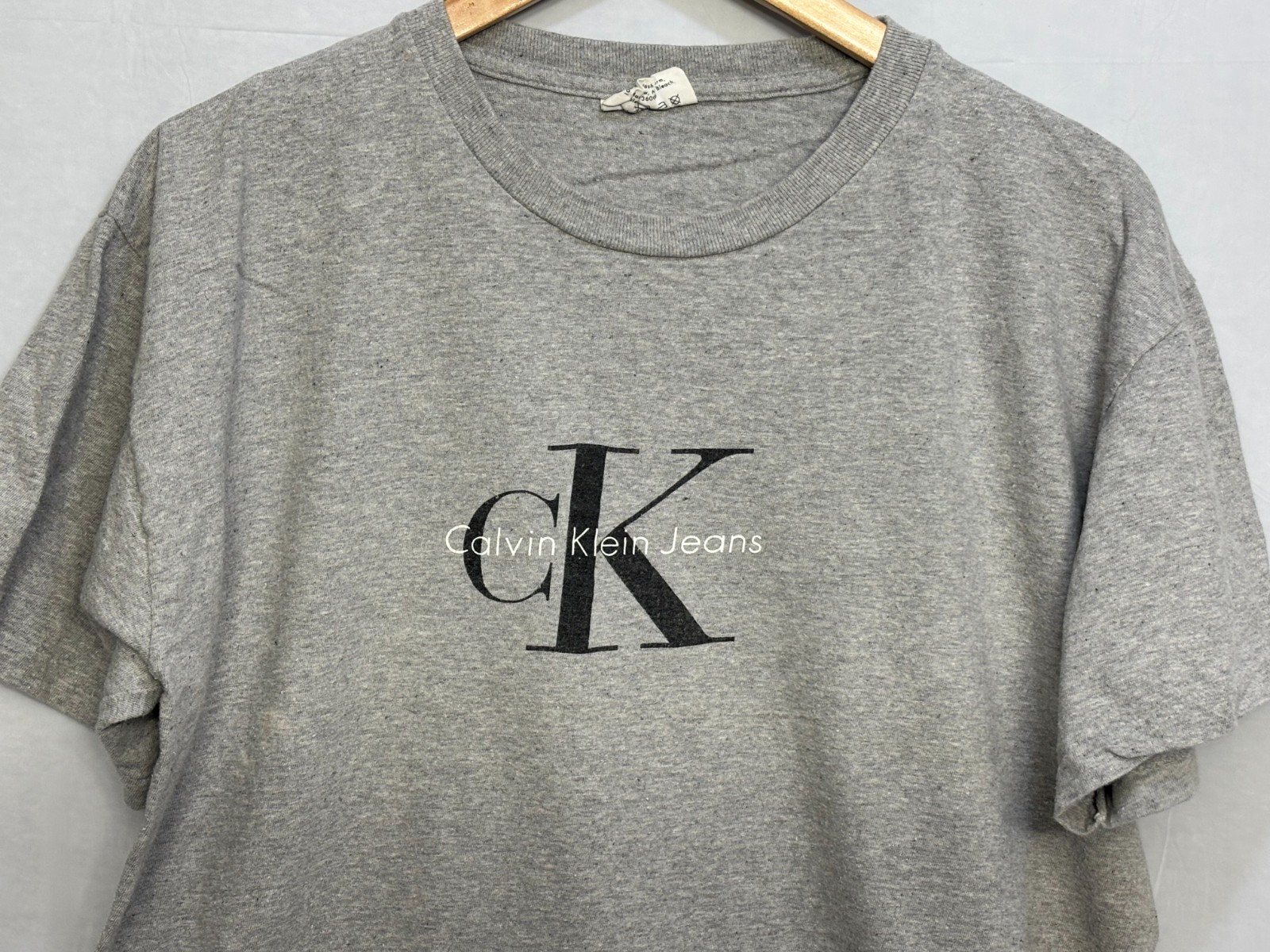 Calvin Klein Womens T-Shirt Gray Spell Out Classic Logo Short Sleeve Crop Top XL