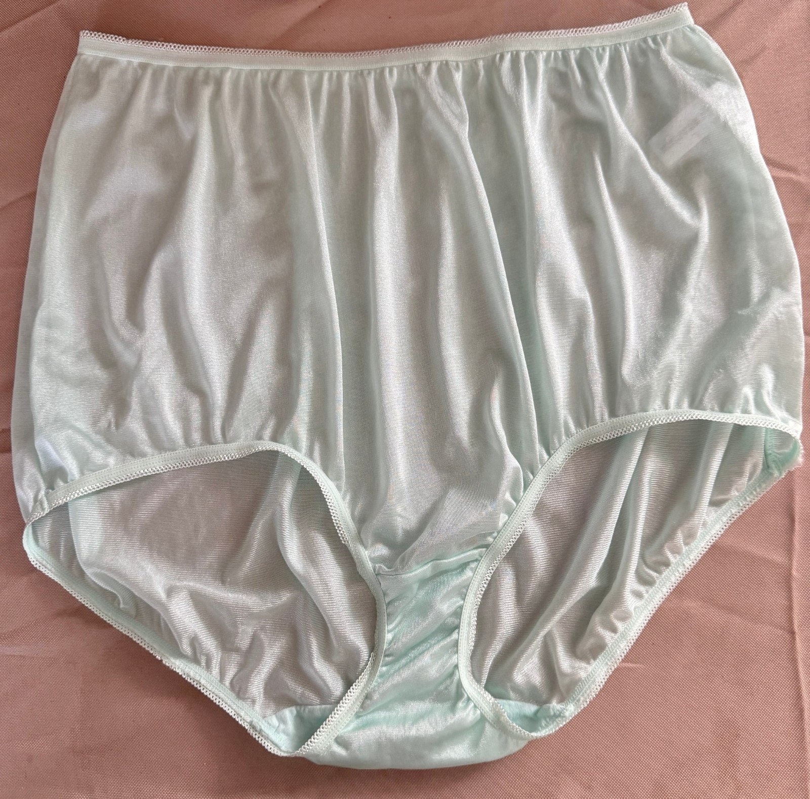 VTG Underscore Light Green Sheer Nylon Hi-Waist Granny Sissy Panties Briefs 10