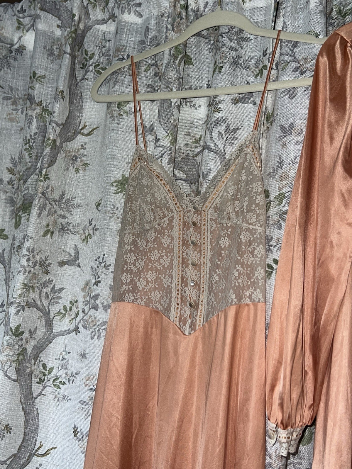 Vintage Pin-up 50”s Henson Kickernick Peach Lace Babydoll Nightgown Robe Set Sm