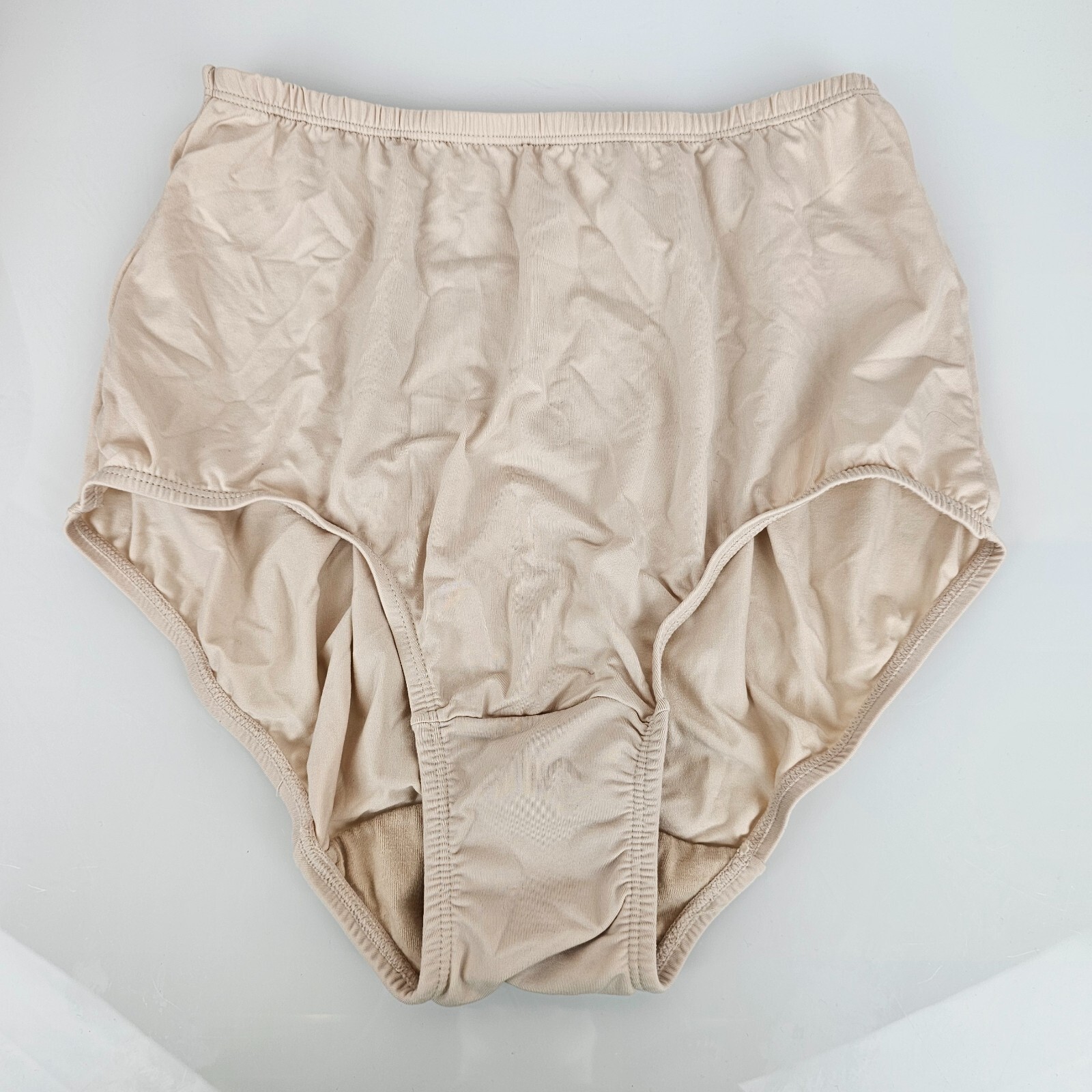 Tan Taupe Granny Panties Stretchy Microfiber High Waisted Briefs 7 L
