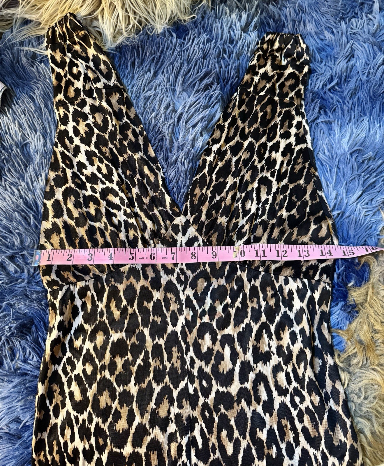 Vtg Polly Peck Sybil Zelker England Leopard Romper Jumpsuit Plunge V S