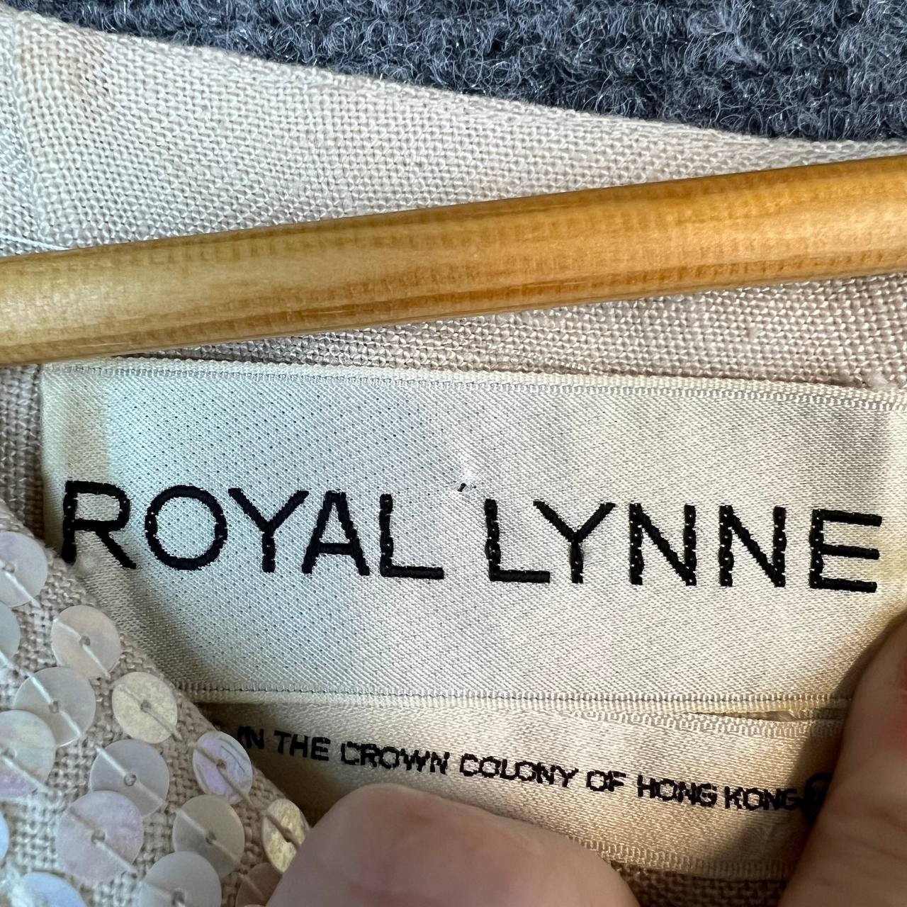 Vintage Royal Lynne Beaded Sequin Dress Made in Hong Kong 1960s Sleeveless Beige