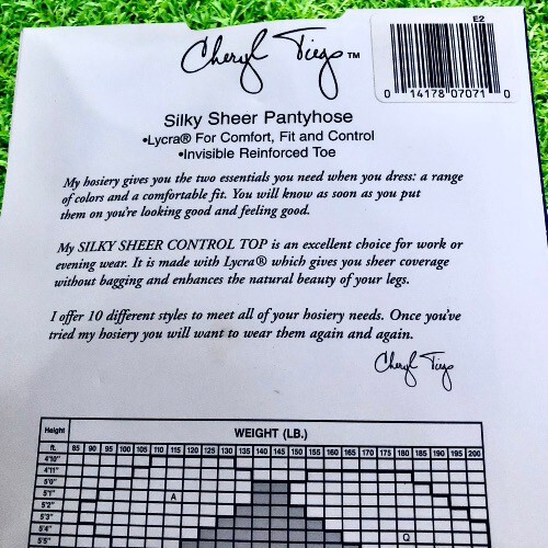 Vintage CHERYL TIEGS Pantyhose Control Top Nylons Size Q NAVY Silky Sheer