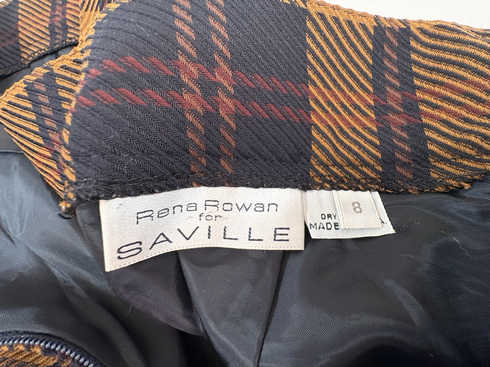 Vintage Rena Rowan Saville Plaid A Line Skirt Size 8 Made USA Lined VTG Timeless