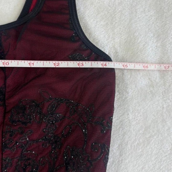 NWT JTB red black glitter lace corset tank top y2k vintage fairy goth grunge emo