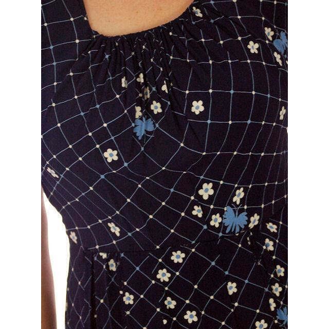 Vtg 40s Dress & Jacket Navy Rayon 1940s Floral Print L Young Viewpoint