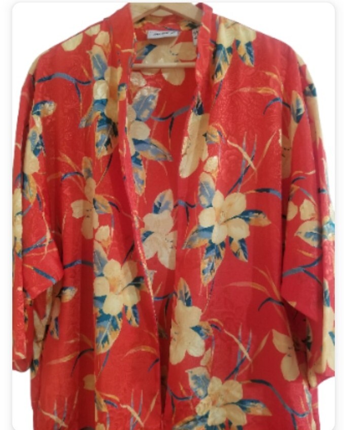 Vintage Lord & Taylor Floral Zip Up Oversized Kaftan Dress Size Medium