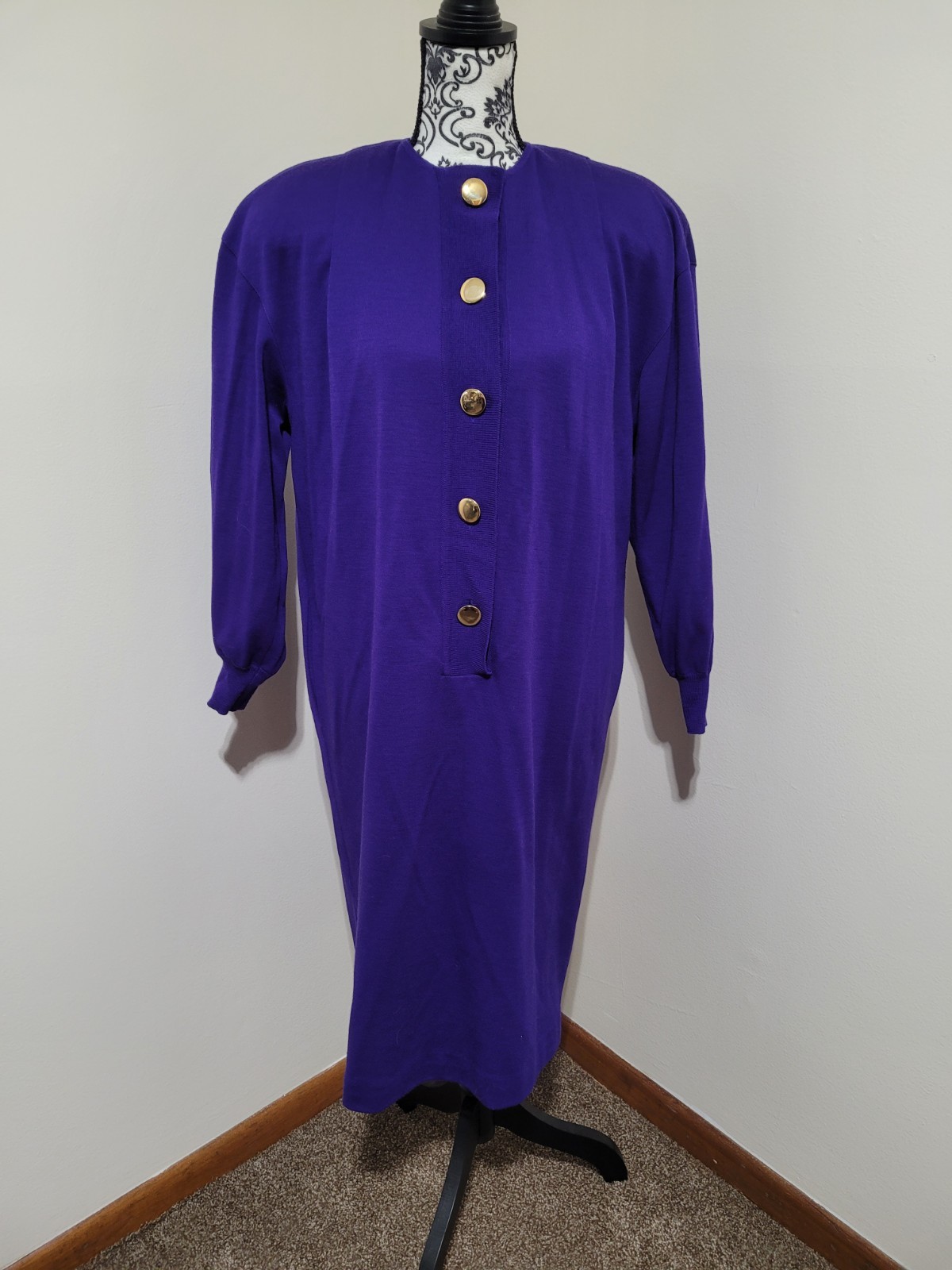 Vintage Ciao 100% Wool Purple Dress