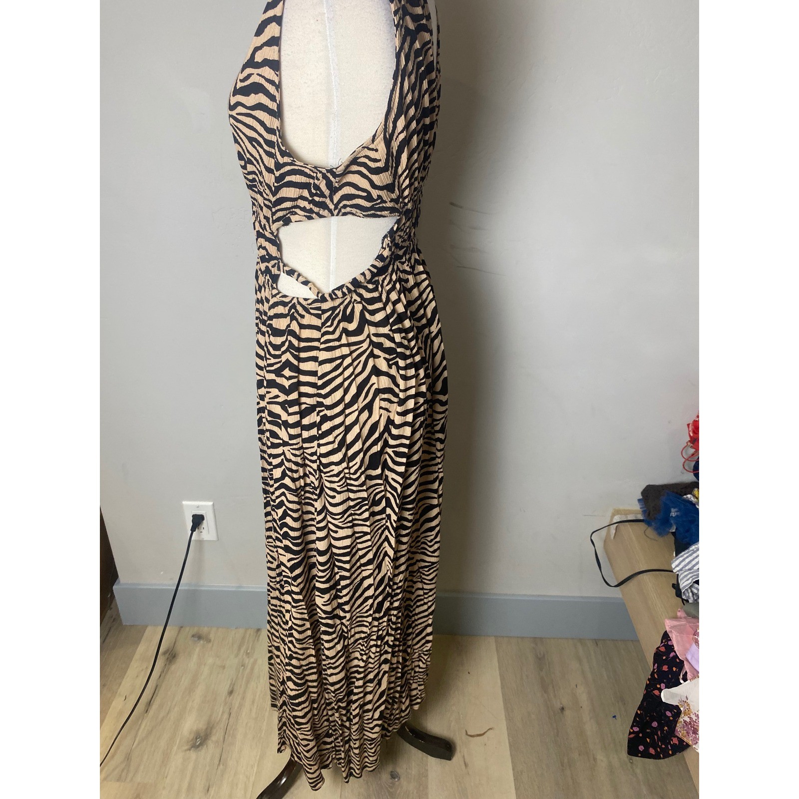 Vintage 90’s Y2K Justify Zebra Print Dress Maxi Sumdress Women’s L