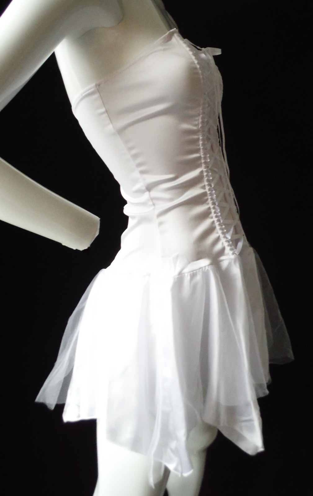VTG Fredericks of Hollywood 90’s New Sexy!! White Lingerie Dress Tie Up Bodice S
