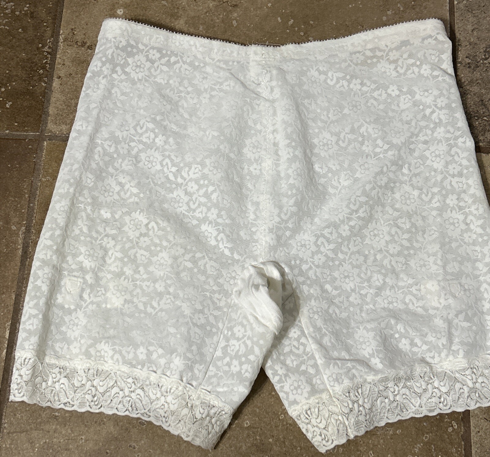 Vintage Crownette Long Leg Girdle Panty Garter Shaper Split Crotch White Sz 44