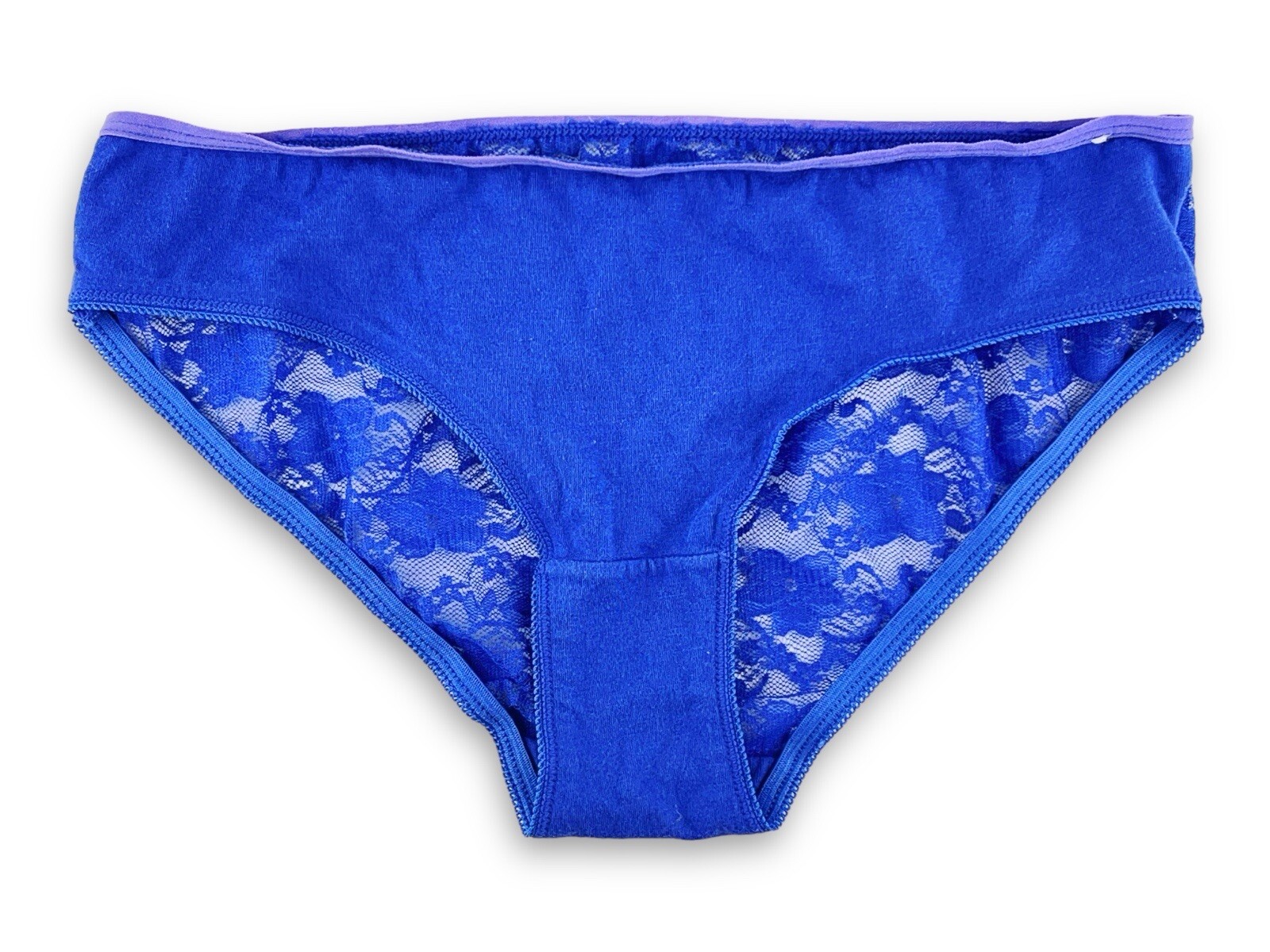 Vintage Joe Boxer Blue Cotton Lace Low Rise Panties Size Small