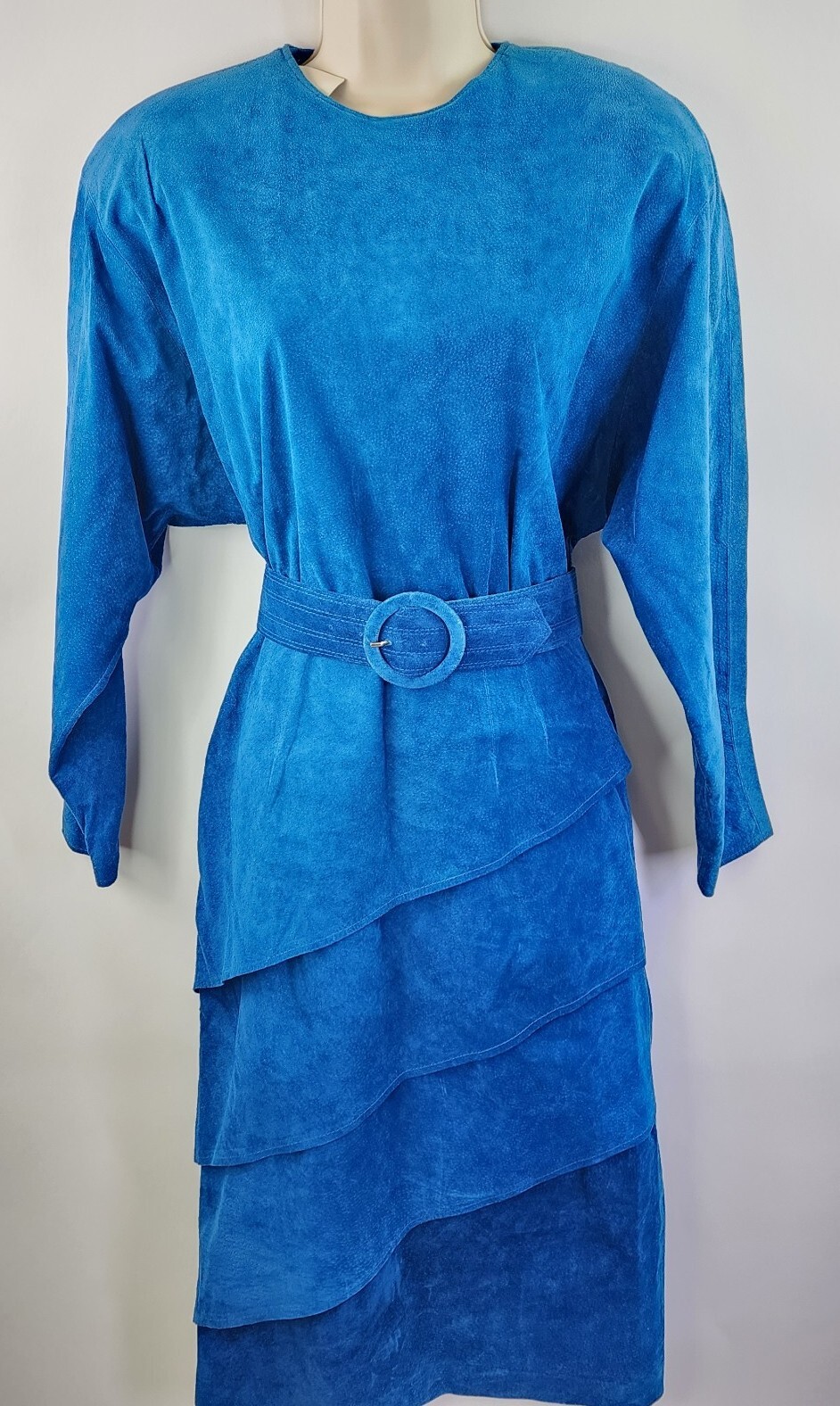 Vintage Pia Rucci Dress Womens 8 Turquoise Suede Leather Deadstock w/tags