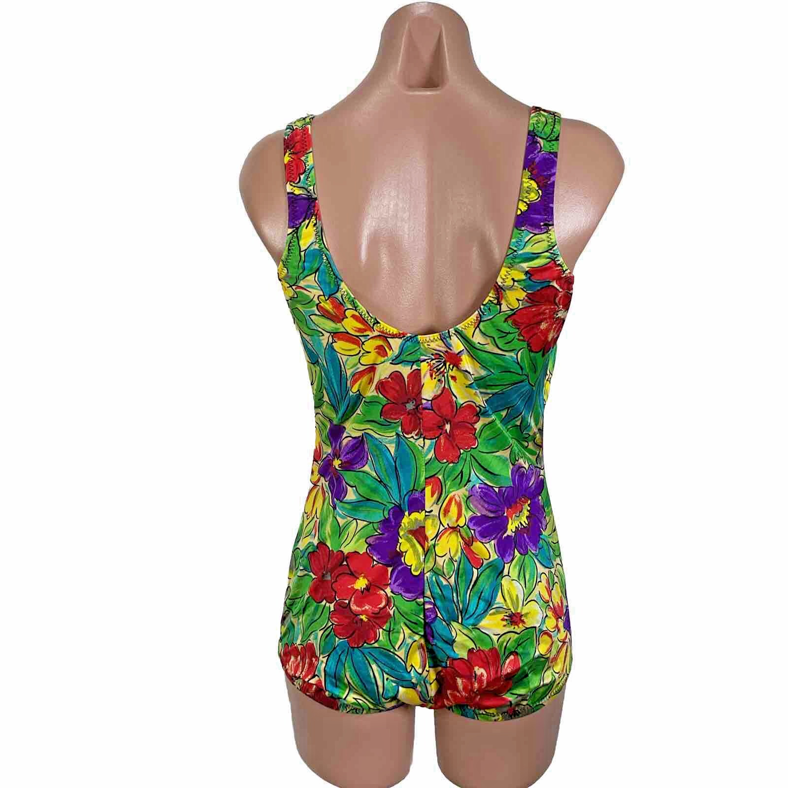 Vintage Jodee Swimsuit 50s 40s Style Floral Metallic Pin Up sz 16