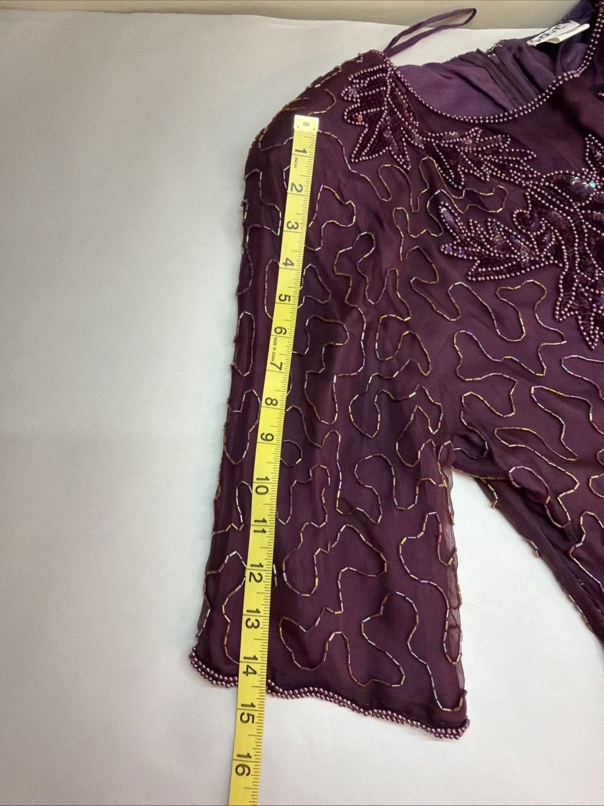 J.R.T. Bead & Sequine Silk Formal Blouse & Skirt (12) Size Large Wine Burgundy
