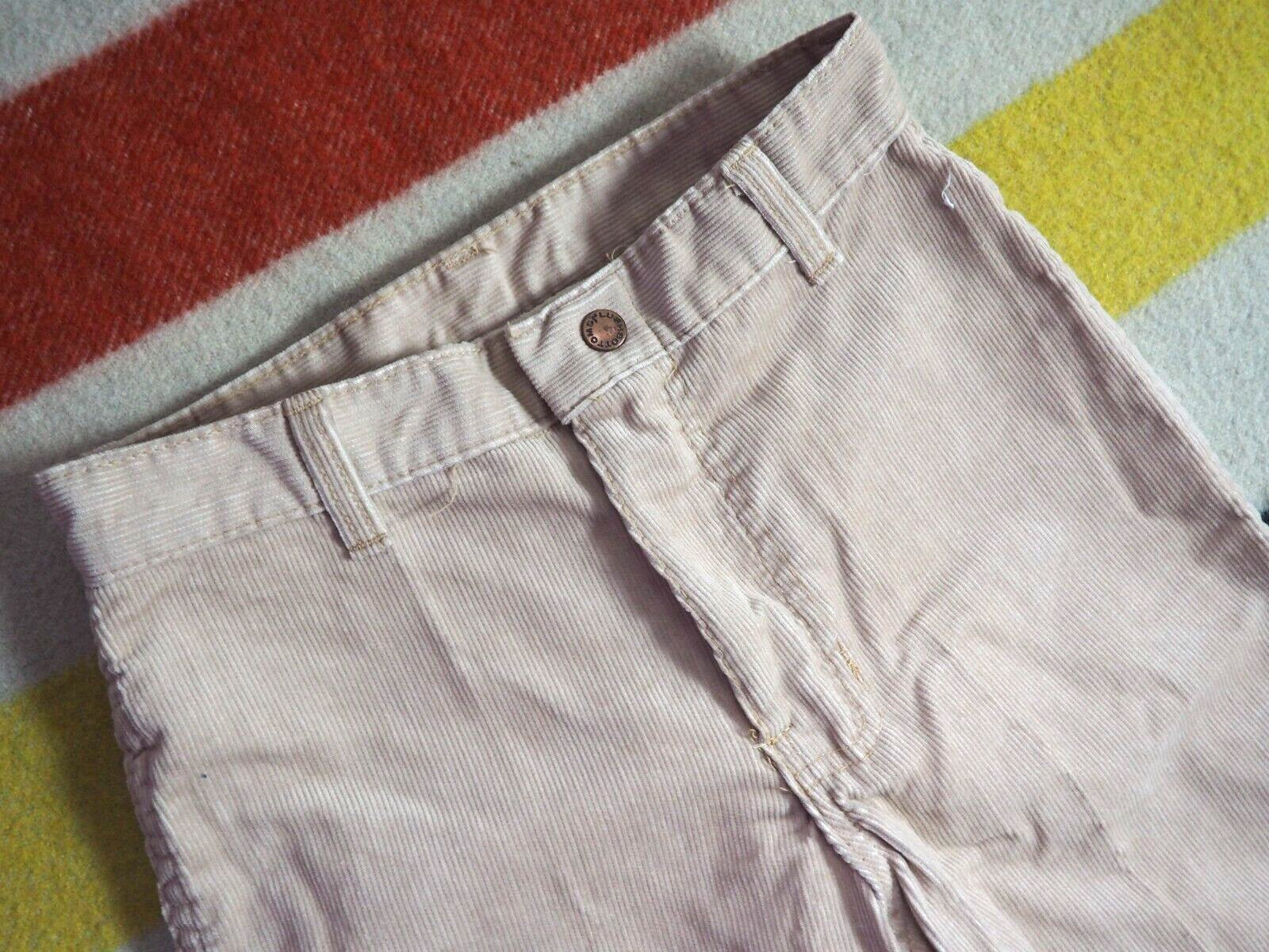 VTG 70s Plushbottoms Tan Corduroy Western Flare Bells 26×33 Talon Womens Pants