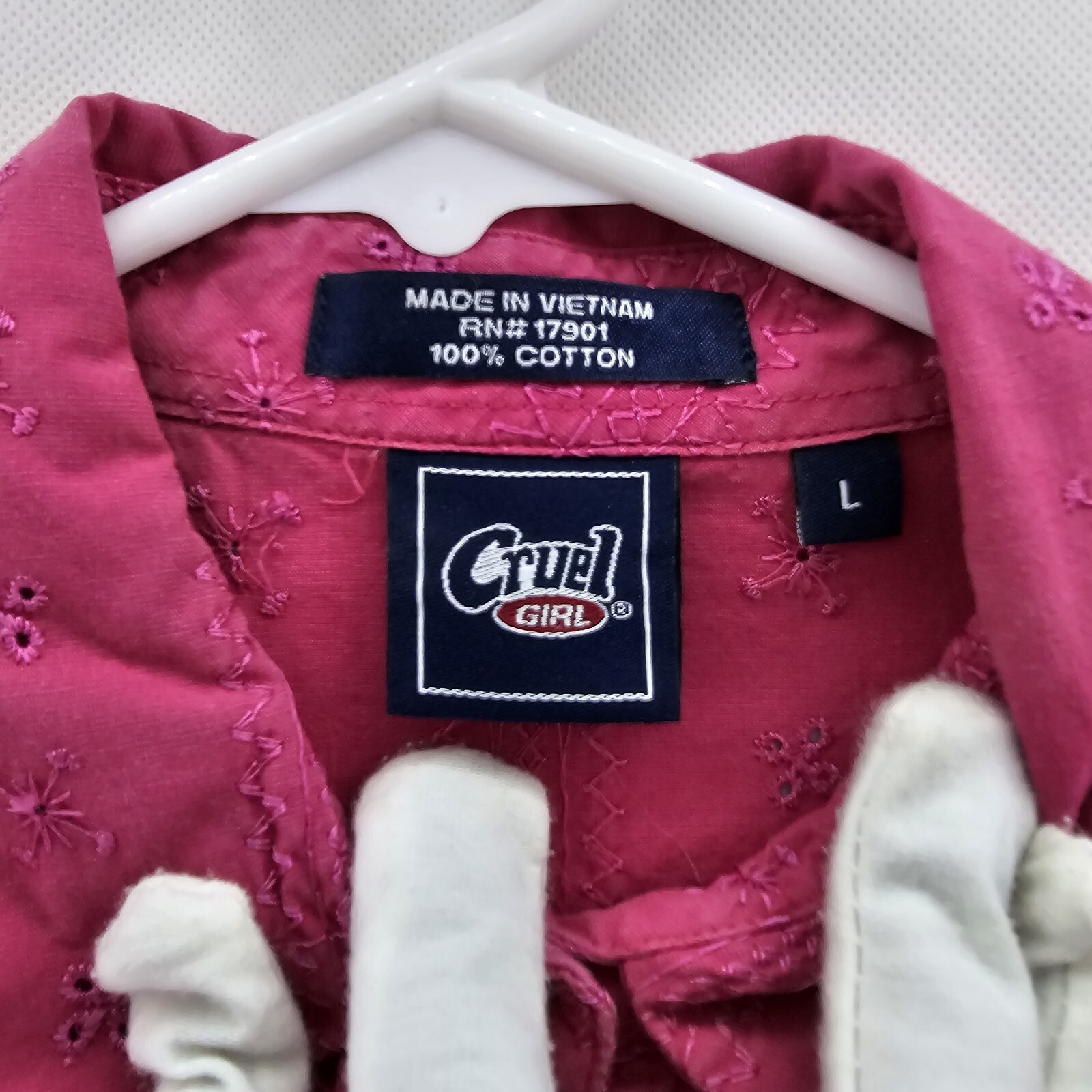 Vintage Cruel Girl Women Size L Pink Cotton Button-Down Longsleeves Shirt