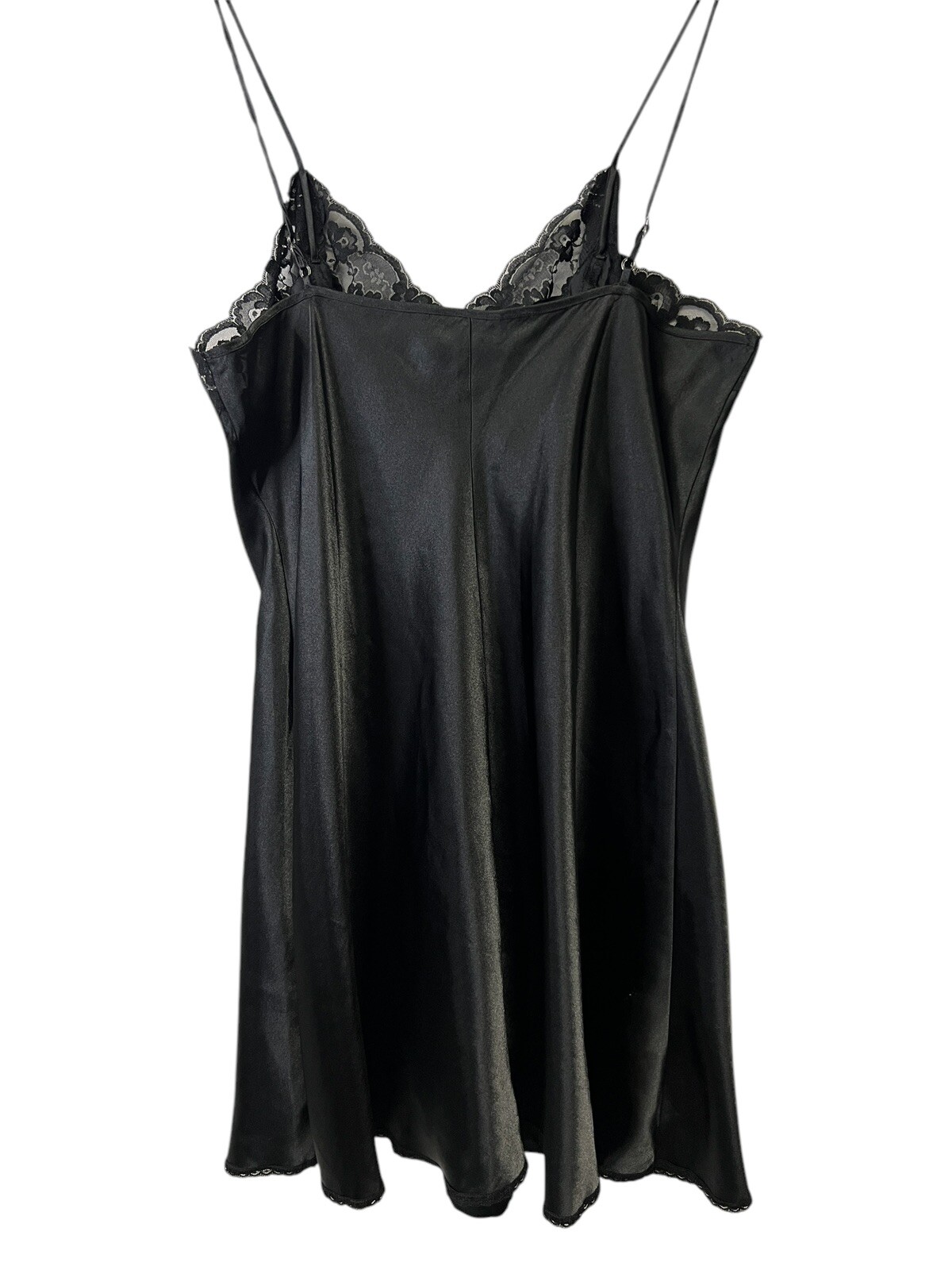 Vintage Whispers Slip Dress Babydoll Lingerie Black Satin Lace XL