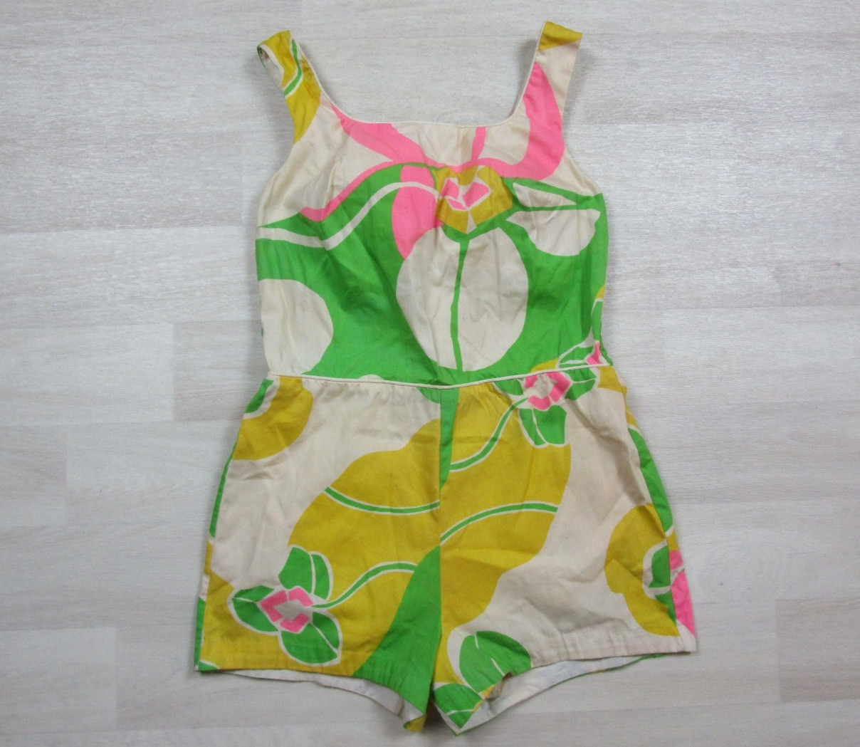 Vintage 60s Sandcastle Swimsuit Size (10) Mod Groovy Hippy Playsuit