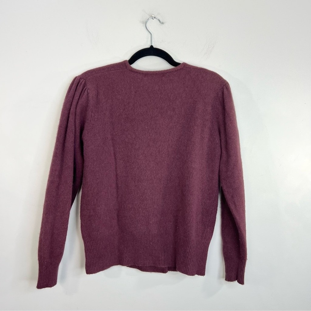 Vintage 90s wool Angora soft fuzzy plum wine puff sleeve cardigan sweater M