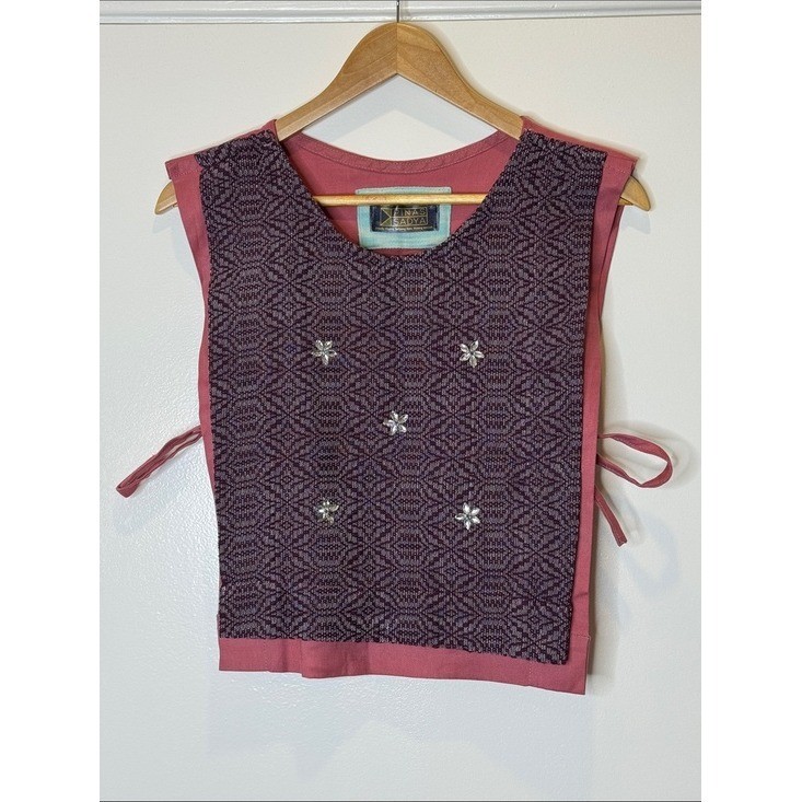 Beaded Plum & Rose Pink Vest Eclectic One of a Kind Boho Cottagecore