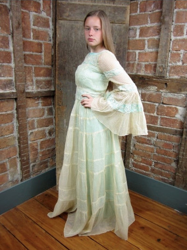 Vintage Maxi Dress Maxi Festival – Massive Bell Sleeves! 1960s 1970s