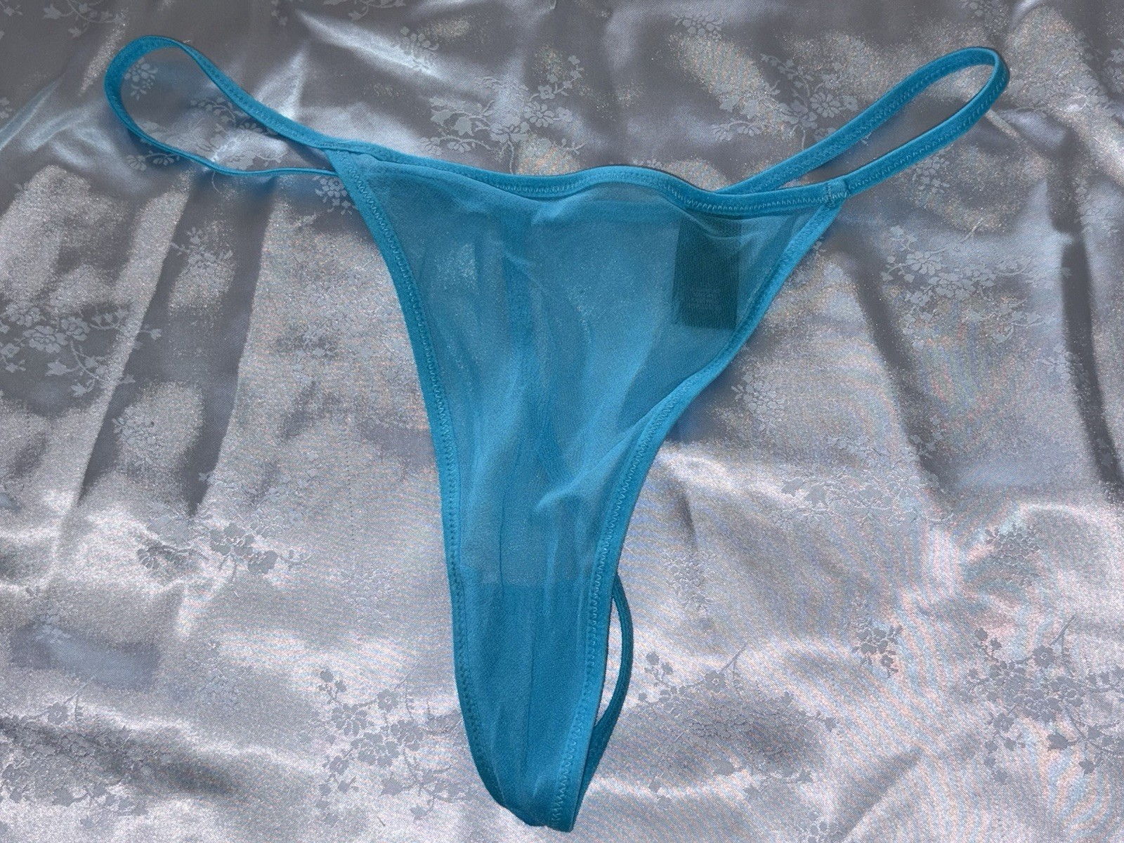 Victoria’s Secret 2013 Silk Blue Sheer S Thong String Bikini Panty J Skimpy