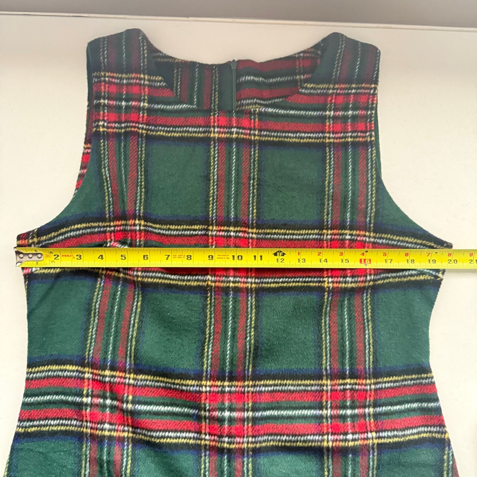 Plaid Sleeveless Shift Dress Tartan Holiday Preppy Mini Dress Red Green