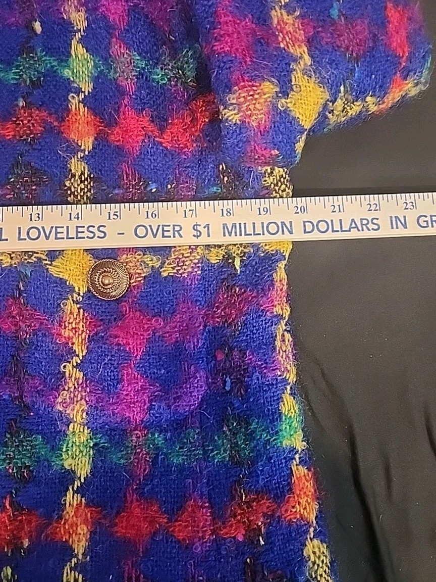 Vintage Herbert Grossman Colorful Plaid Mohair Wool Blazer Size 12 USA