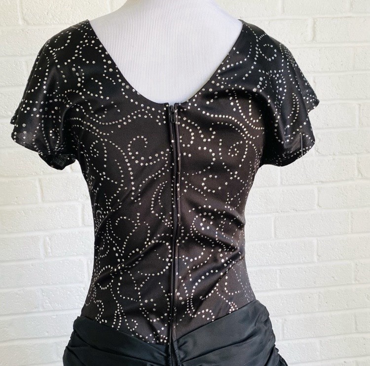 Vintage TJuniors Black Drop Waist DressSize 3-4 Ruffle Sequins 80’s Cocktail