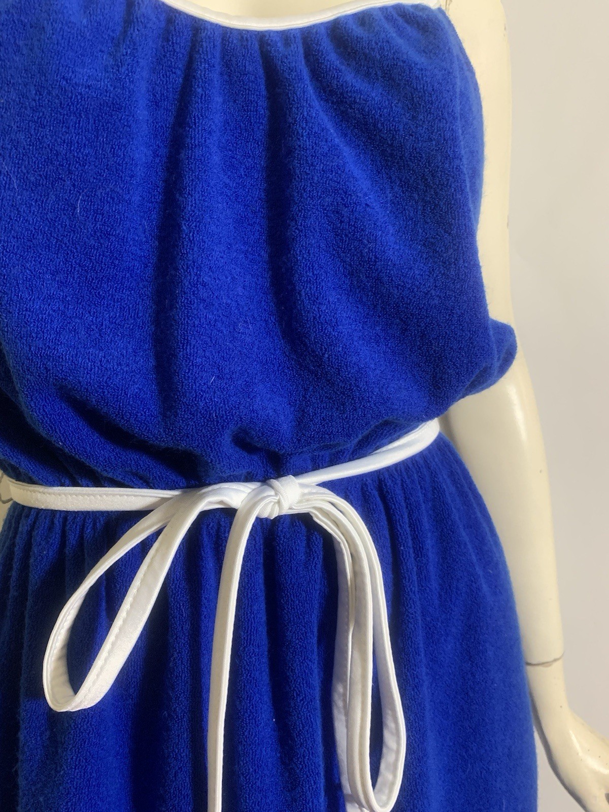 True Vintage Royal Blue Terry Cloth Summer Swim Sun Dress 1980s