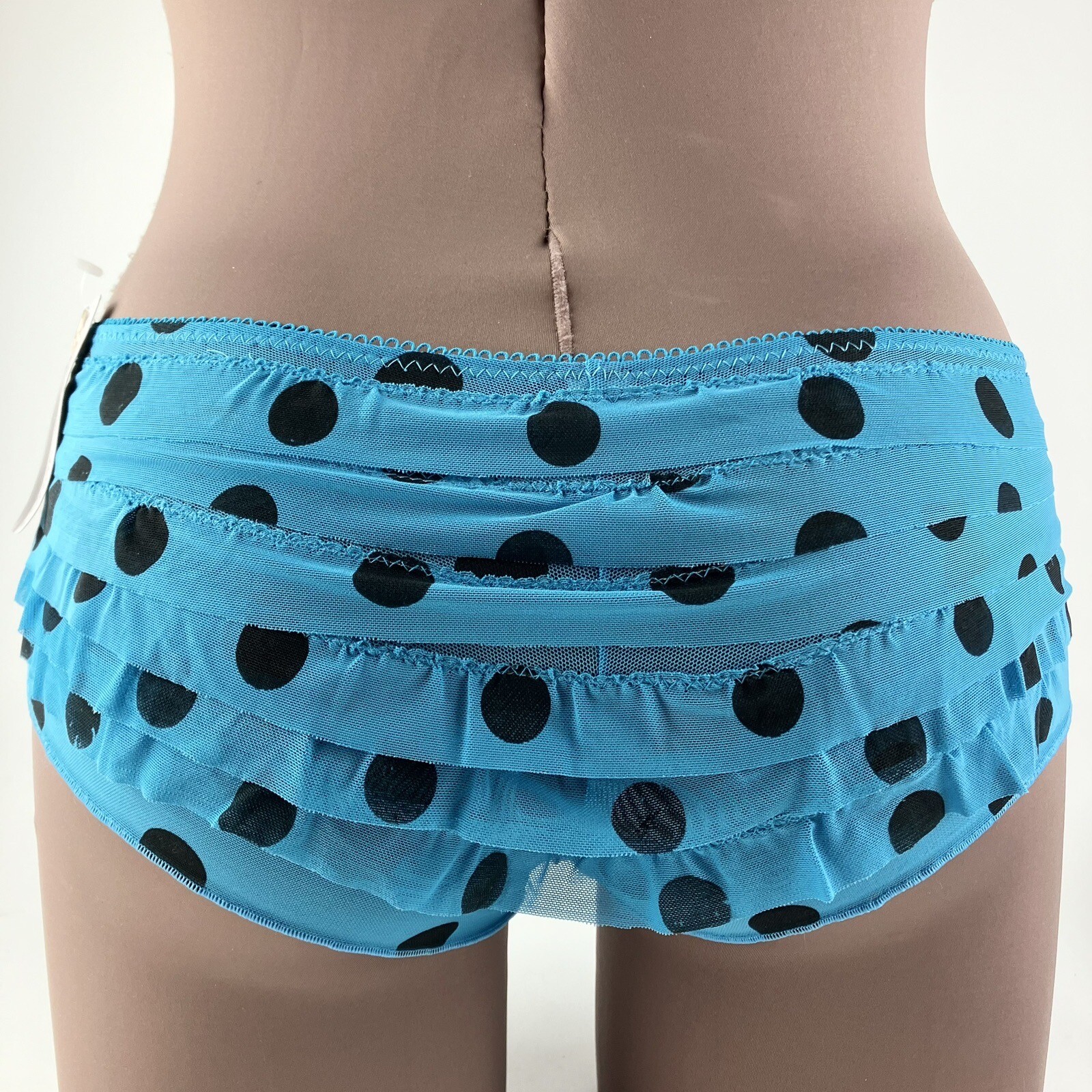 Just Sexy Panties Hip Hugger Polka Dots Ruffles Boy Shorts Size M Vintage