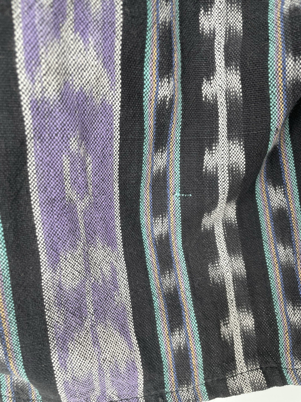 Vintage 80s Ikat Aztec EL HUARACHE Hand Woven Cotten Hippie Boxy Shirt Top med