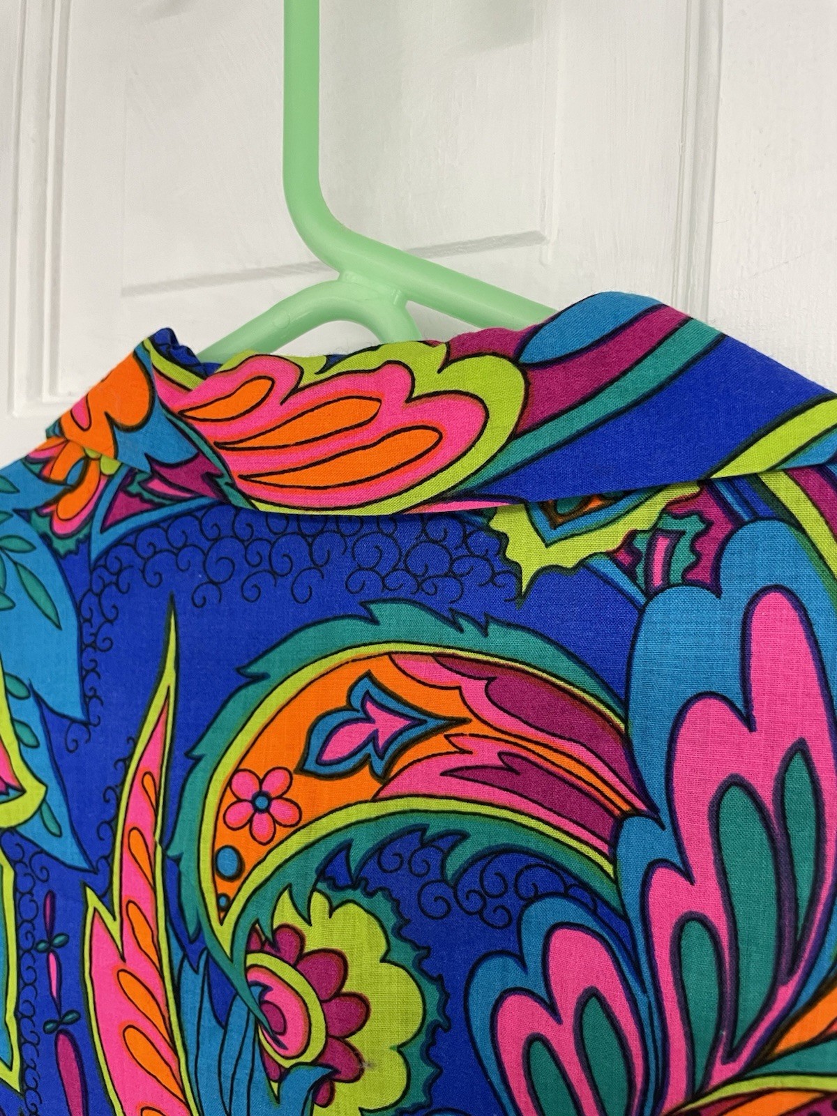 Vintage 1970’s Mod Floral Print Button-Up Dress Vibrant Neons
