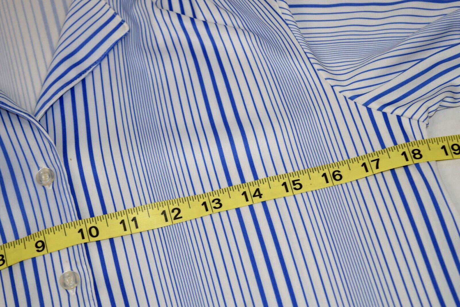 Vintage Sears Shirt Size S 70s The Fashion Place Blue Stripe Button Front Poly