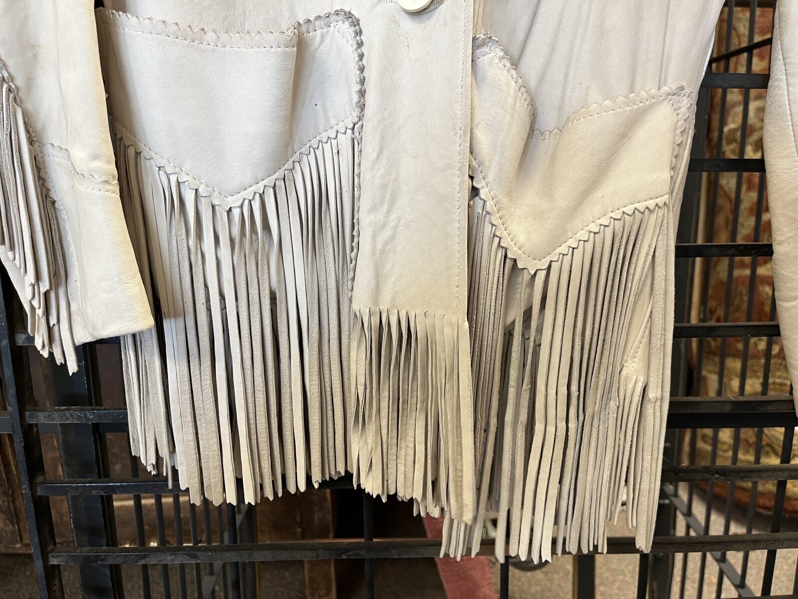 Vintage western Trego’s WestWear lambskin leather fringe jacket sm 1950’s