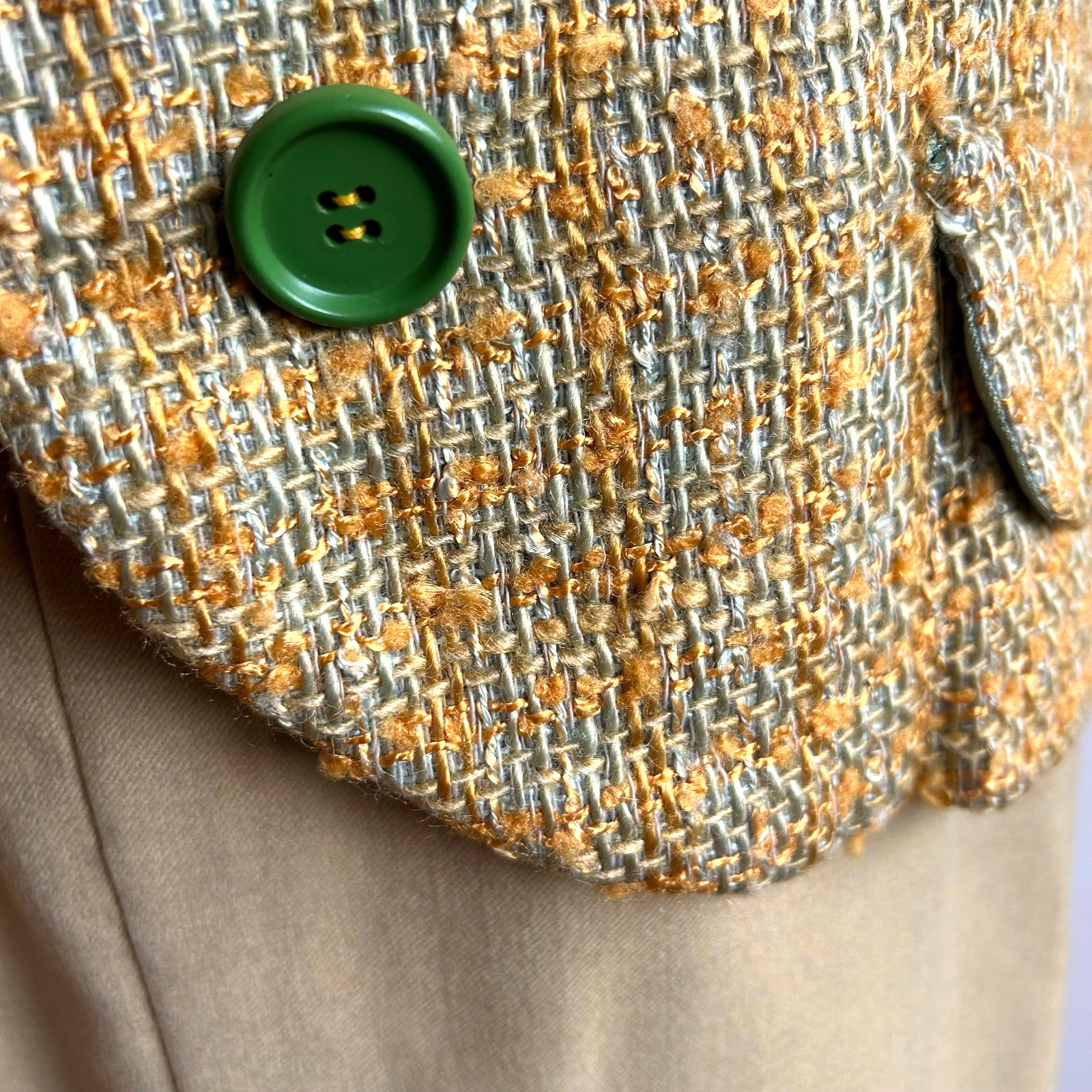 Vintage 1950s Yellow Green Tweed Soft Tailored Blazer Jacket Maisel sz M L 10 12