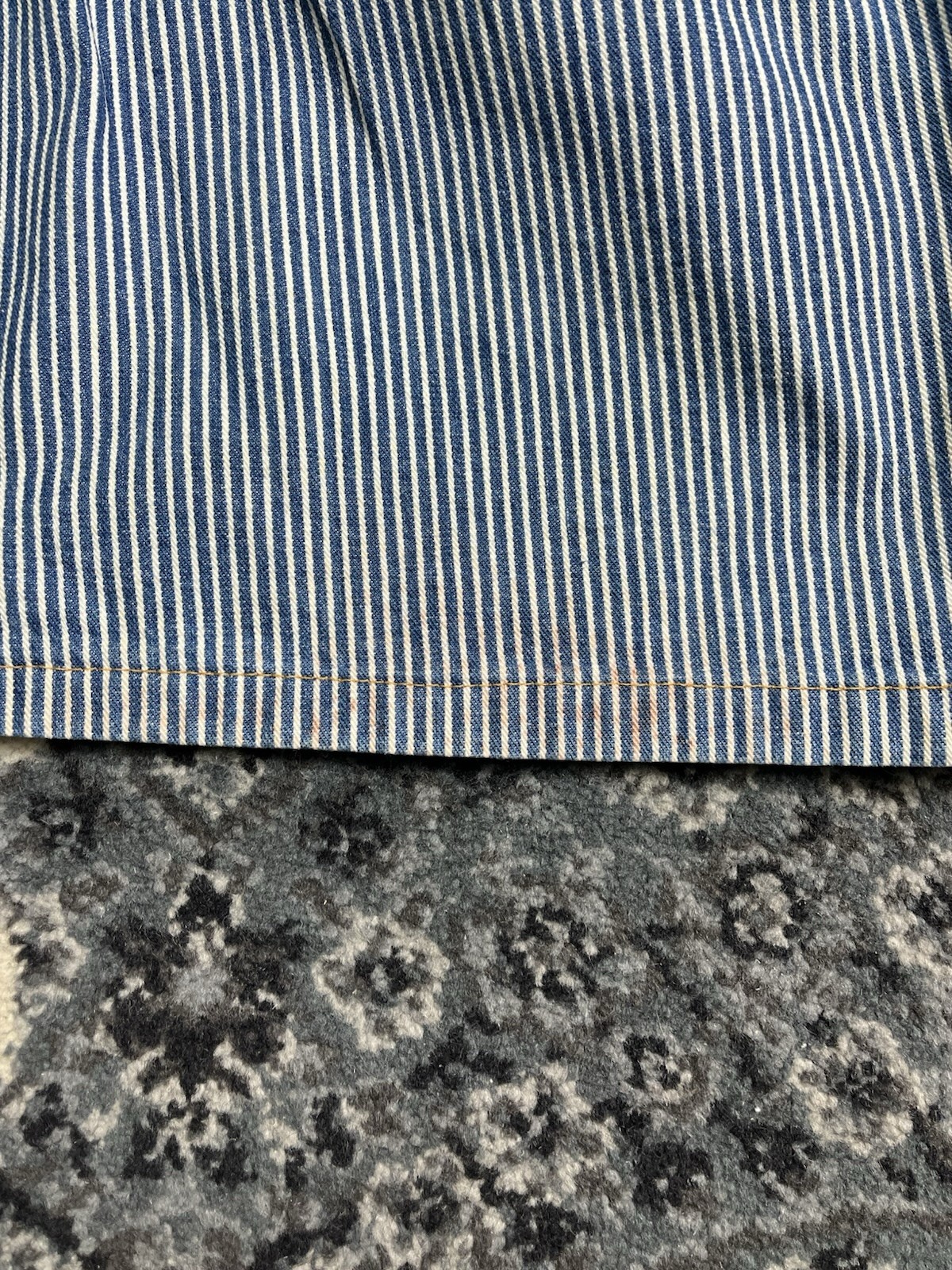 Vintage 1980s Women Hickory Stripe Denim Chore Jacket Made In USA Size Small