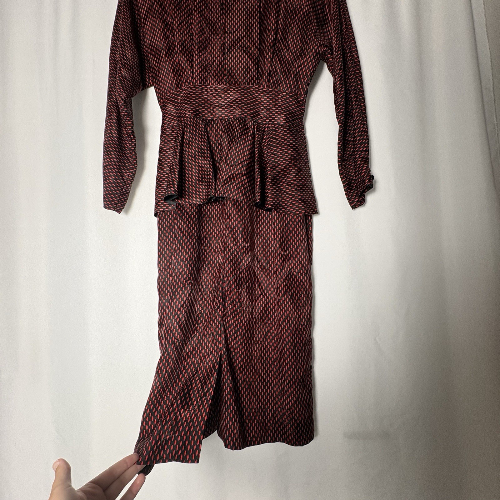 SK & Company Vintage Women’s 100% Silk Dress Red Black
