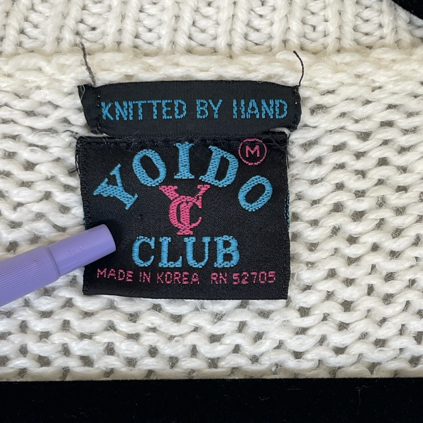 Vintage 80’s Yoido Club Sweater Womens Size Medium Cream Pink Hand Knitted Soft