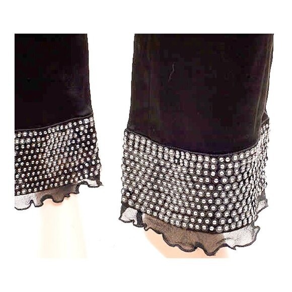 MM MOISELLE Vintage RARE Sequin & Chiffon Trim Satin Dress Pants Y2K 38 2 189