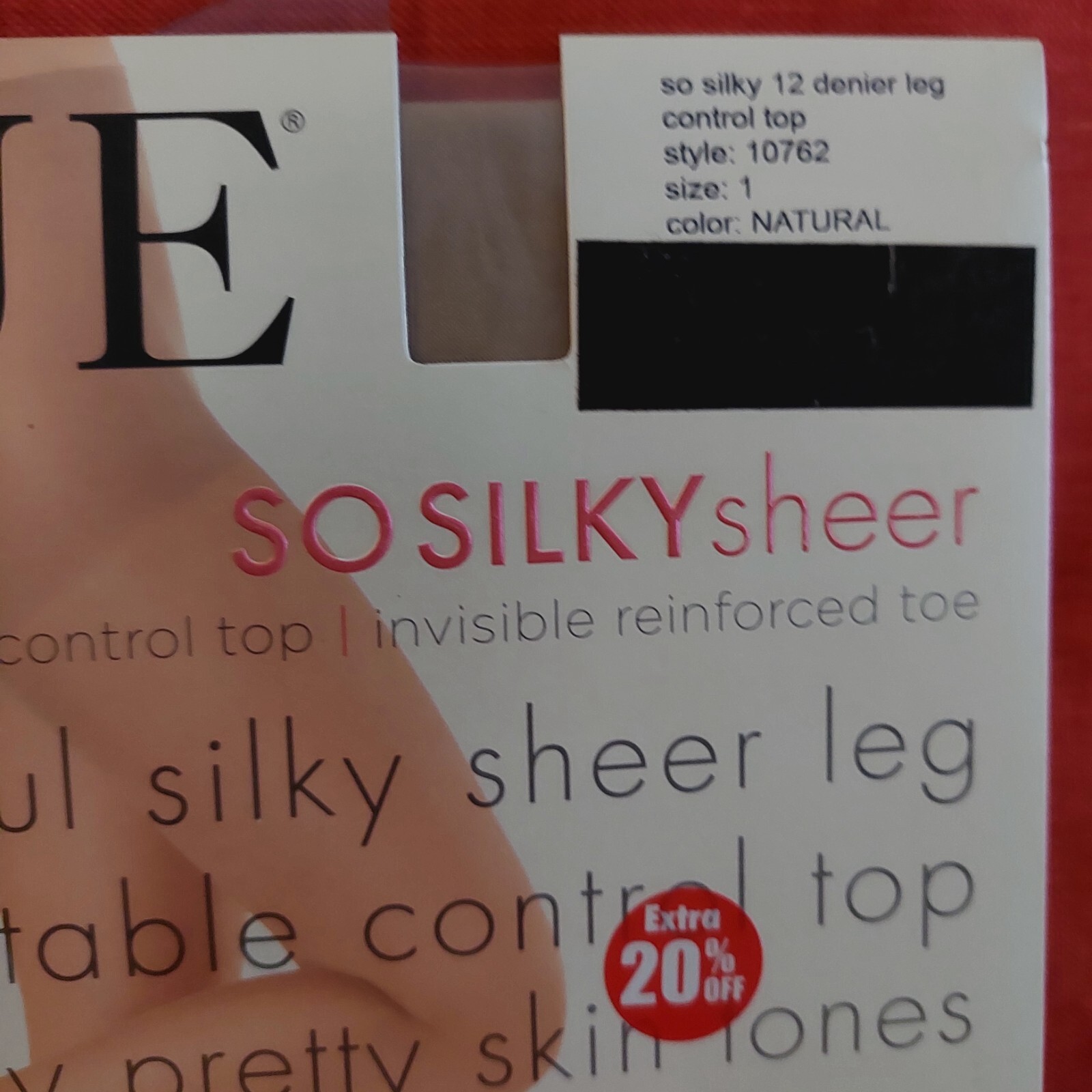 Vintage Pantyhose HUE So Silky Sheer Invisible Reinforced Natural Size 1 BONT1