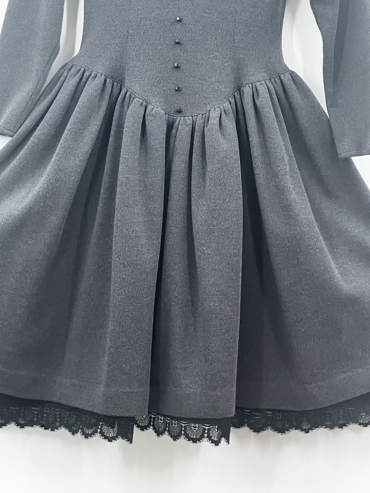 VTG 70’s Geoffrey Beene Gallant Old Money Sz 4 XS Gray Dress Lace Party