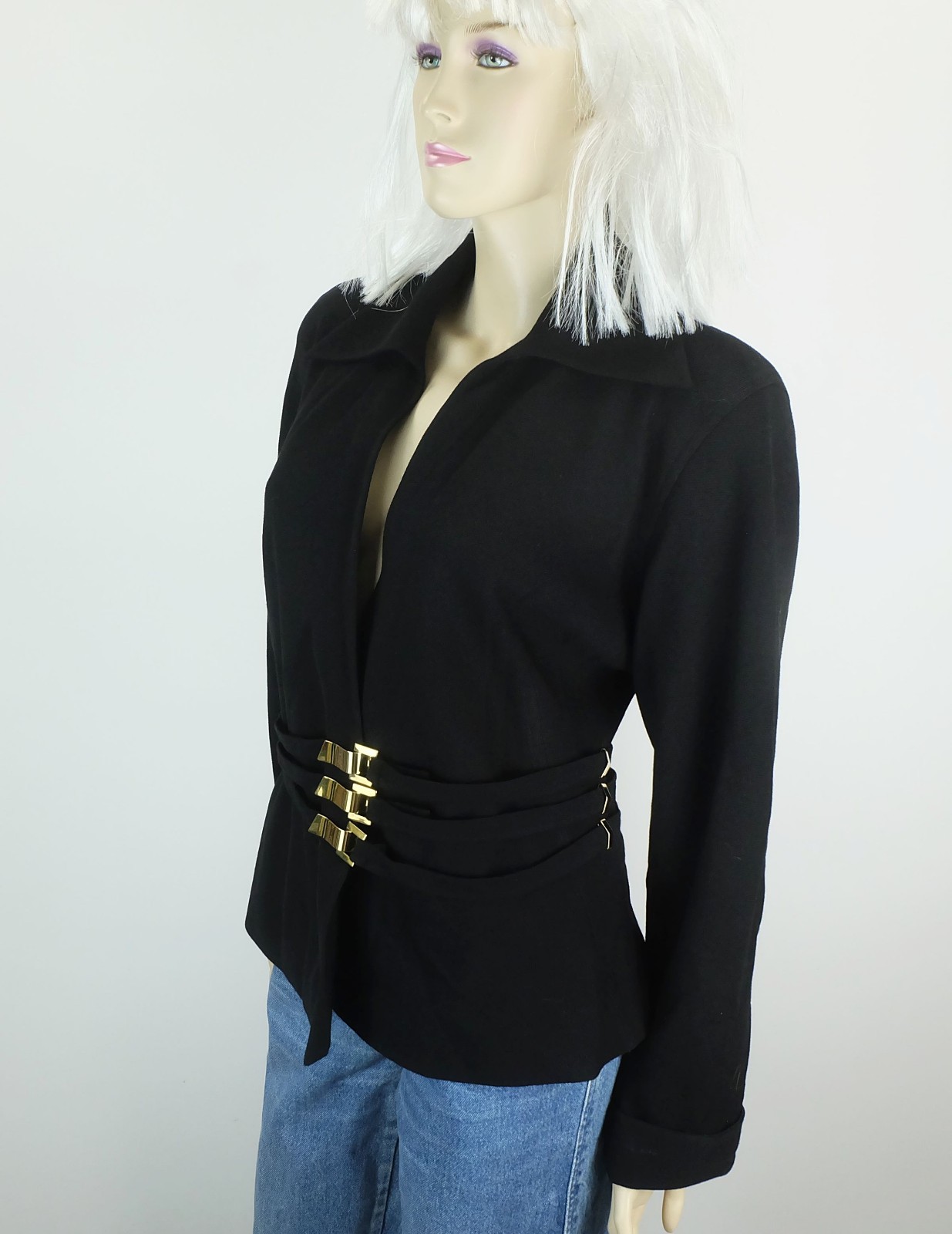 extravagant jacket roger sakoun paris 80s size M black wool fabric